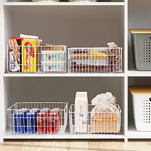 Orgneas Freezer Organizer Bins, Vertical Sides Wire Freezer Baskets for Upright Freezer, Chest Freezer Organizer Deep Freezer Storage Containers for Foods, Snacks, Vegetables, Fruits, Set of 6