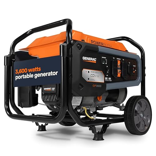 Generac 8,000-Watt Gas-Powered Portable Generator - Electric Start with COsense - PowerRush Advanced Technology - Reliable Power for Emergencies, Recreation, Home - 49 State Compliant - Orange/Black