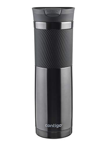 Contigo Byron Snapseal Travel Mug, Stainless Steel Thermal Mug, Vacuum Flask, Leakproof Tumbler, Coffee Mug with BPA Free Easy-Clean Lid, 590 ml, Black