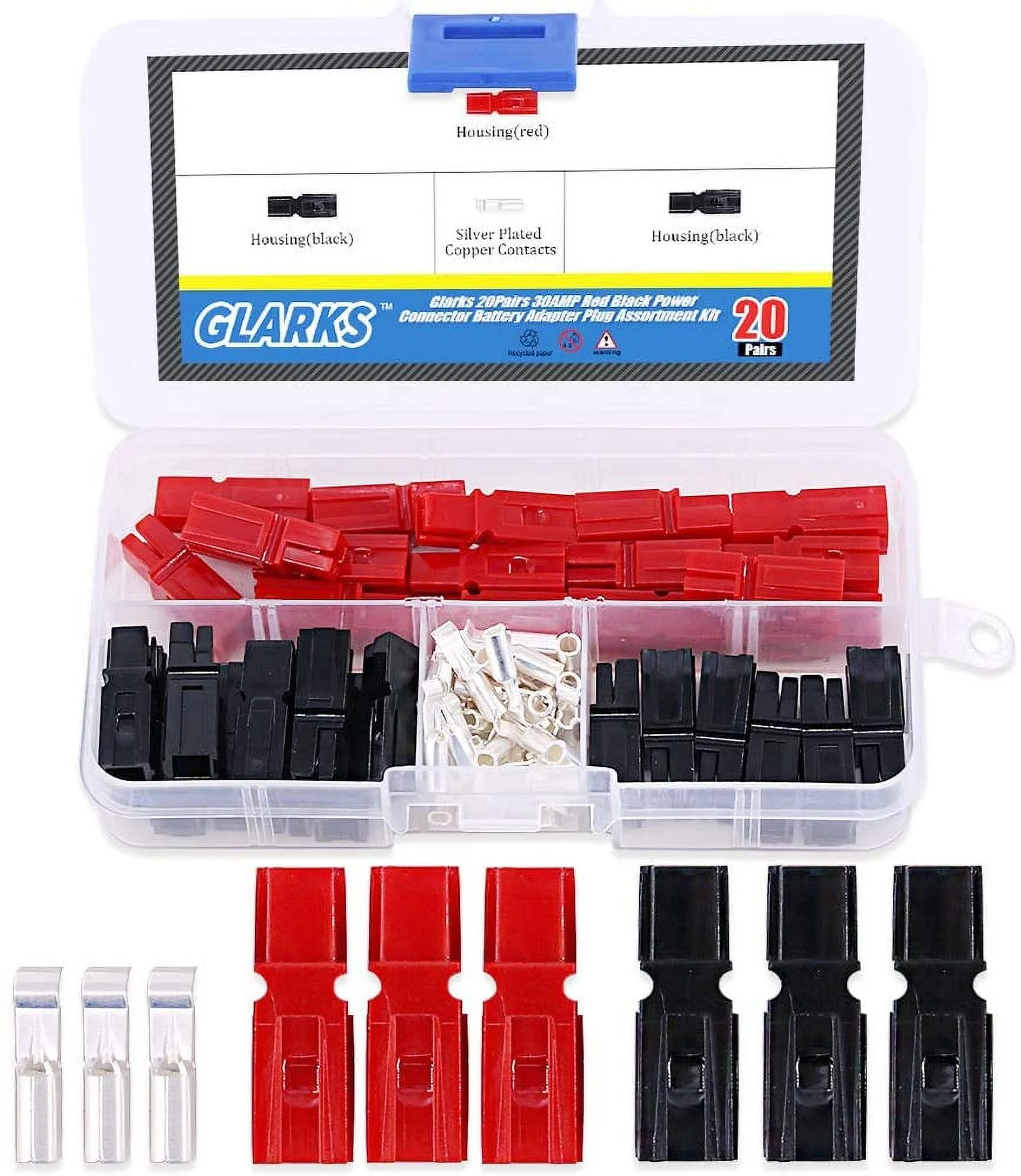 20 Pair 30AMP Quick Disconnect Power Terminals Connectors, Red Black Quick Connect y Connector Modular