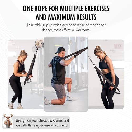 DMoose Tricep Rope Cable Attachment - Multi-Grip Gym Rope for Triceps, Back & Shoulders - Versatile Workout Tricep Pull Down Attachment for Muscle Isolation & Strength Training