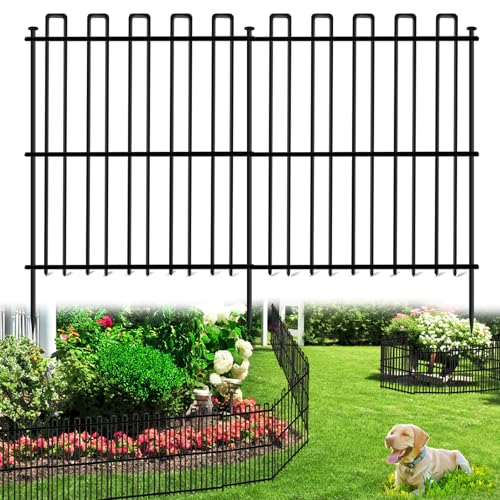 26 Panels No Dig Animal Barrier Fence, 13in(H) x 37ft(L) Garden Edging Border Fencing, Rustproof Metal Stakes Decorative Garden Fence, Dog Digging Defense Fencing Barrier for Outdoor, Yard, Patio