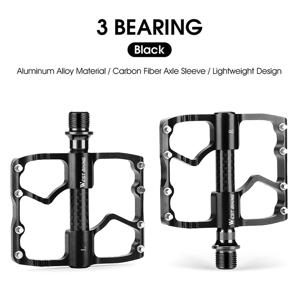 Aluminum Alloy Ultralight Bicycle Pedals - AntiSlip Waterproof Wide Flat Bike Pedals with 3 Bearings, Cycling Accessories