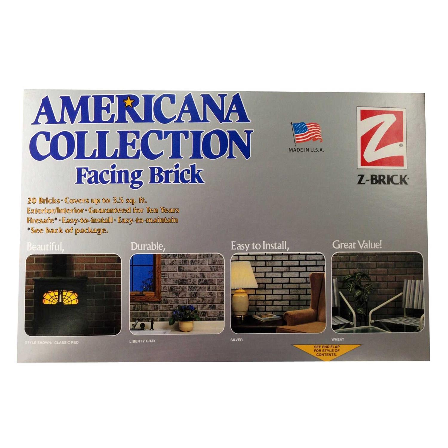 Z-Brick 8 in. x 2.25 in. x 0.44 in. Concrete Americana Classic Red Thin Brick Veneer - Shop Hardware Tools Online Store