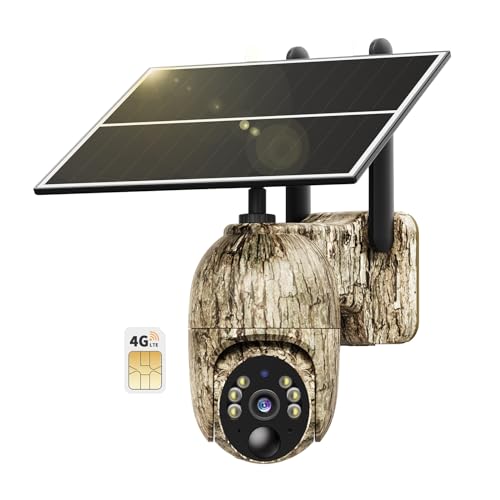 Cellular Trail Camera 3rd Generation 4G LTE with Solar Panel, Live Video Game Camera Include SIM Card with 360° Pan Tilt, Motion Activated, 2K Color Night Vision, No Wi-Fi, IP65 for Wildlife