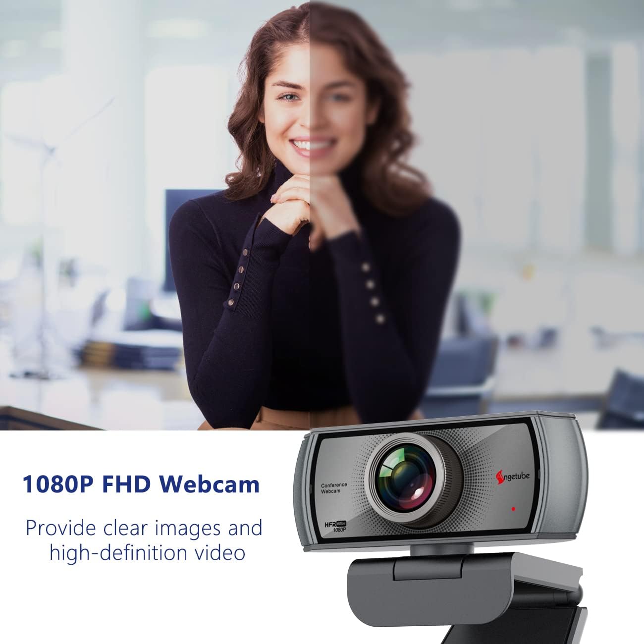 1080P 60fps Webcam with Microphone - 120° Wide Angle Built-in Dual Noise Reduction Mics, HD Streaming USB Computer | Mac | Laptop | PC Camera for Zoom Meeting, Skype, FaceTime, Teams