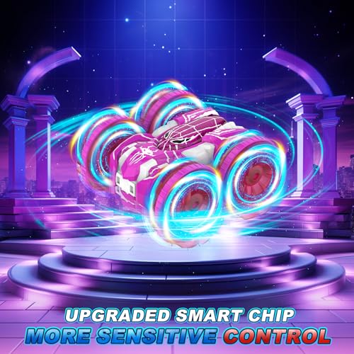 Waterproof Remote Control Car，4WD Amphibious 2.4 GHz RC Car Remote Control Boat，360°Rotation RC Stunt with LED Lights，Boys Girls Gifts All Terrain Water Beach Pool Toy