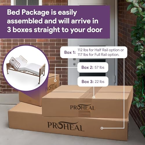 Full Electric Hospital Bed for Home Use with Foam Mattress and Half Rails - Medical Bed for Long Term Care and Medical Facilities - 36