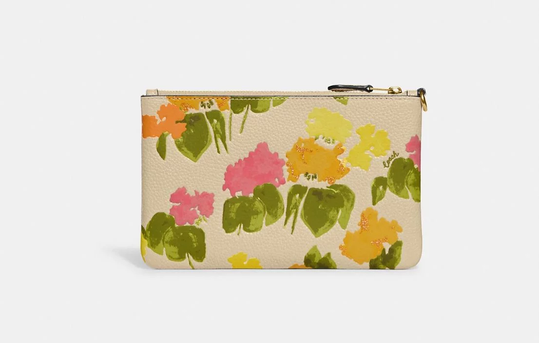 COACH Womens Floral Printed Leather Small Wristlet Multi CC956-B4L38 One Size