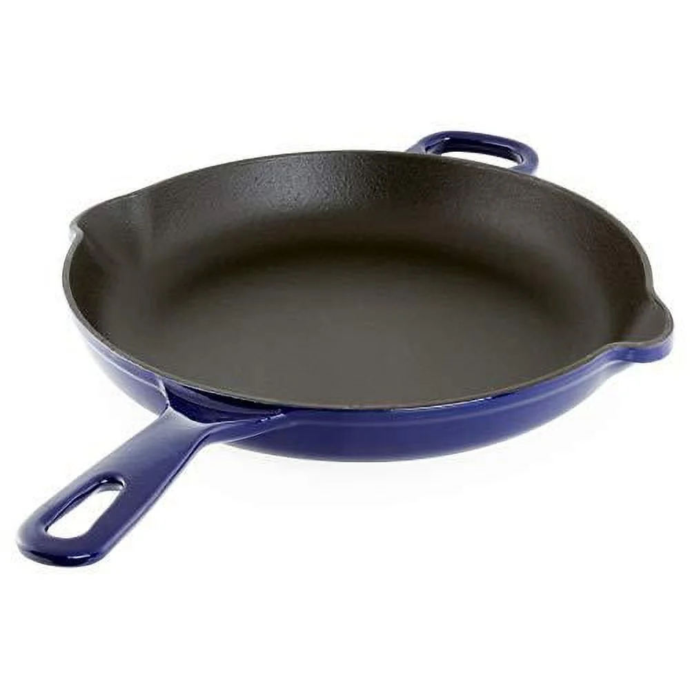Chantal 10 inch Round Cast Iron Skillet, Cobalt Blue
