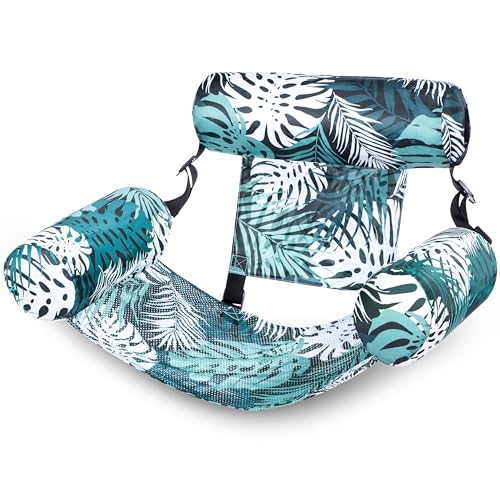 Sloosh Pool Floats Chairs Adult, Inflatable Pool Lounge Chairs,Plant Pattern Floating pool Hammock Chair for Adults,Blow up Pool Noodles Floats for Pool Party Summer Water Fun