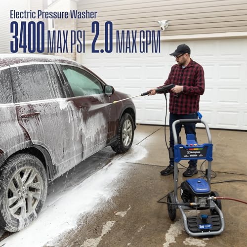 Westinghouse WPX3400e Electric Pressure Washer, 3400 Max PSI and 2.0 Max GPM, Brushless Motor, Onboard Soap Tank, Spray Gun and Wand, 5 Nozzle Set, for Cars/Fences/Driveways/Homes/Patios/Furniture