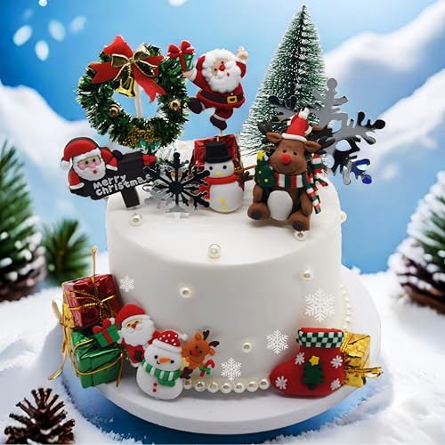 28 PCS Christmas Cake Decoration Snowman Cake Decoration