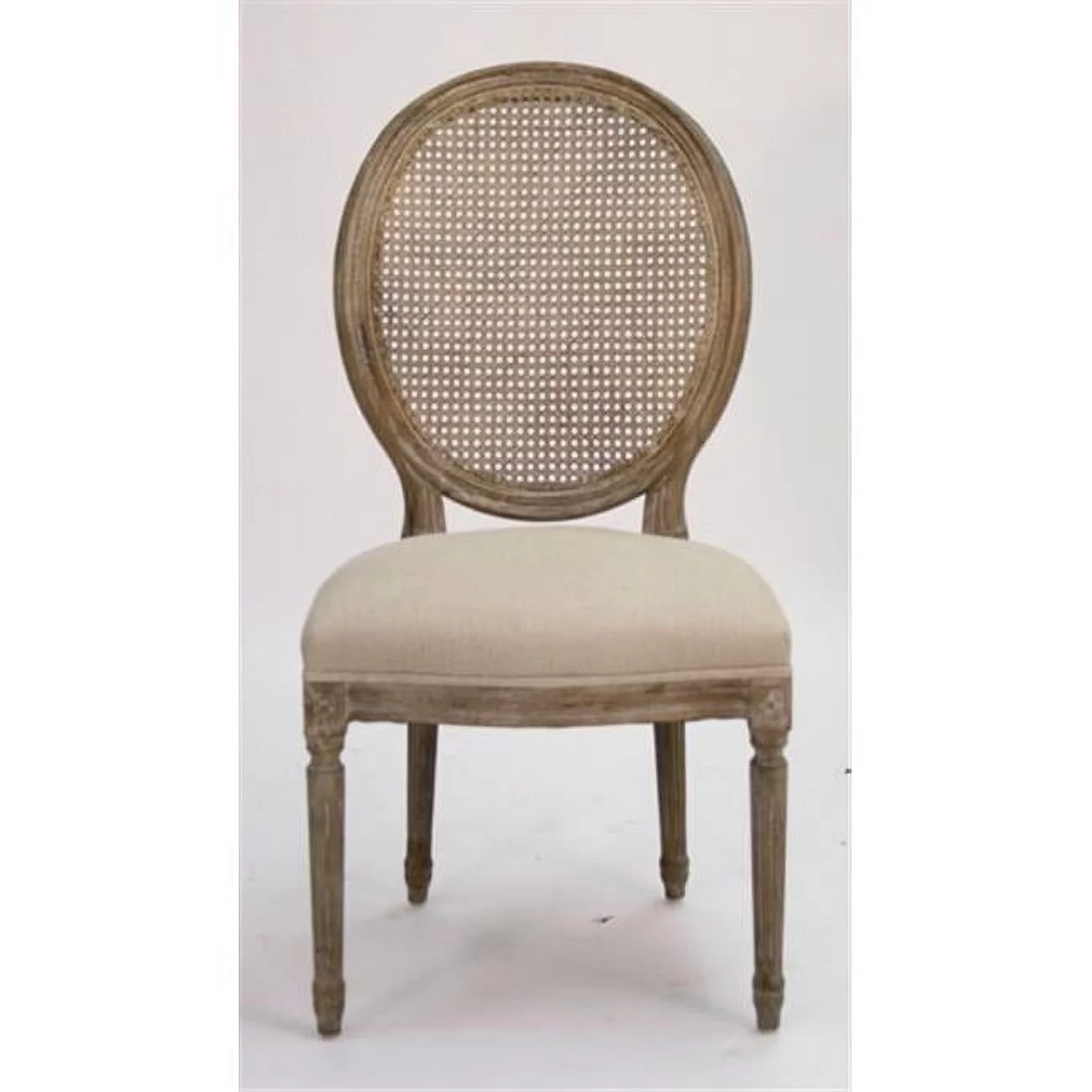 Zentique  Medallion Cane Limed Grey Oak Side Chair- - 21 x 40 x 21 in.