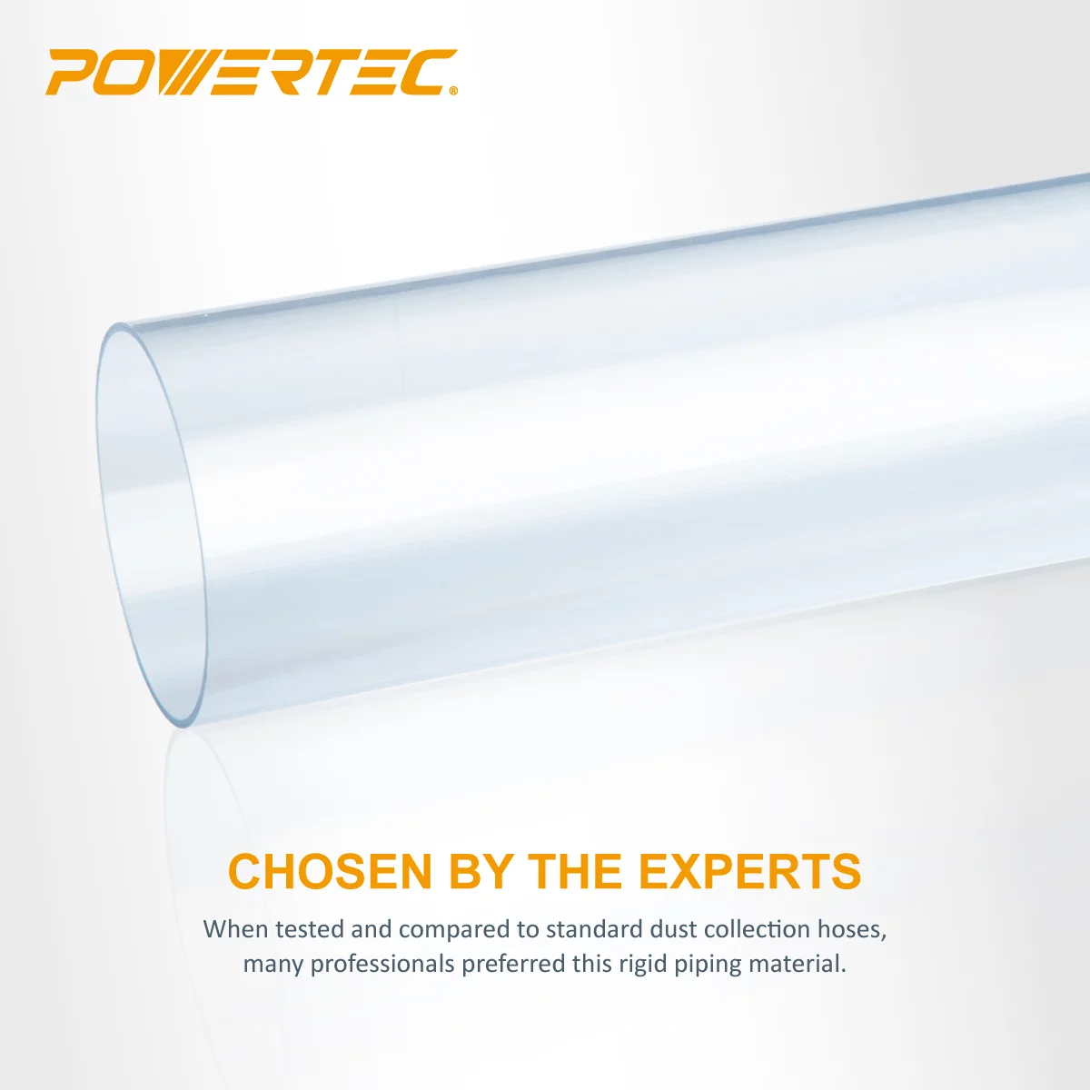 POWERTEC 4-inch x 36-Inch Long, Clear PVC Dust Collection Pipe, Rigid Plastic Tubing (70272)
