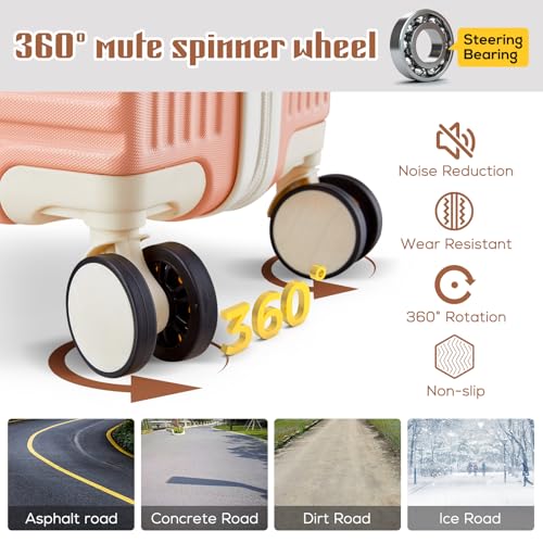 imiomo 20 Inch Expandable Carry on Luggage Sets with Spinner Wheels, Hard Shell Lightweight Rolling Travel Carry-on Suitcase with TSA Lock, Black