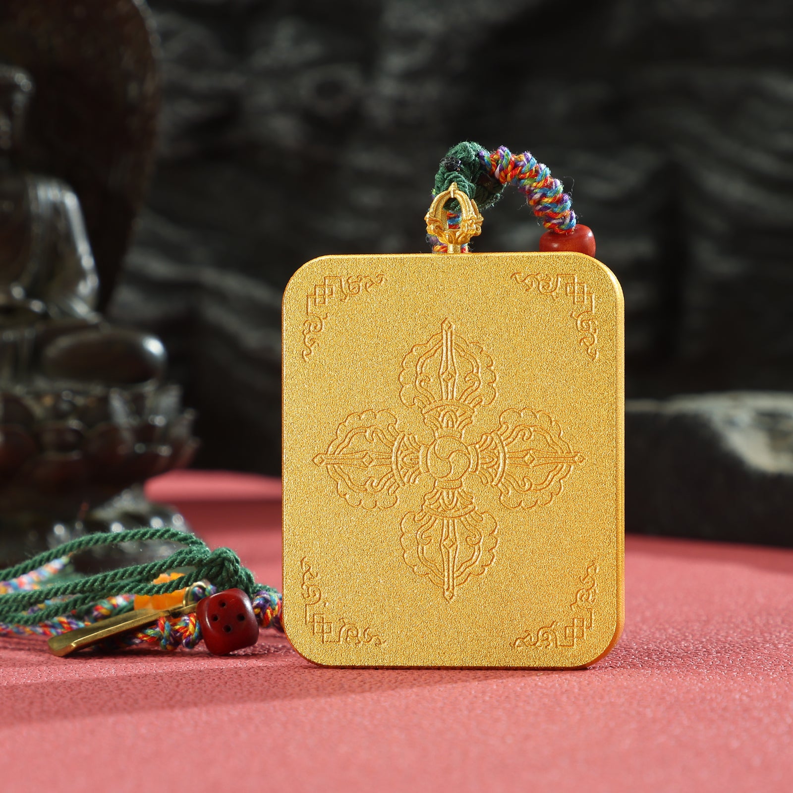 Hand-Painted Green Tara Thangka Amulet Necklace