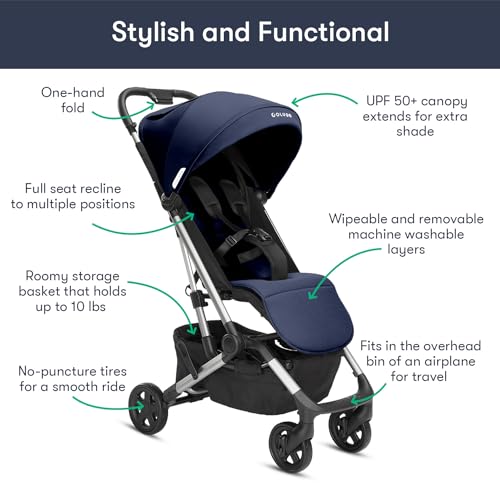 Compact Stroller - One Hand Fold Lightweight Stroller, Travel Stroller, Toddler Stroller, Airplane Stroller, Foldable Stroller with Rain Cover, Backpack and Cup Holder (Black)