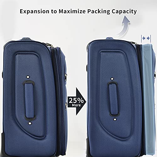 Merax Suitcase Set Softside 3-Piece Expandable Luggage with TSA Lock Spinner Wheels Lightweight Upright Luggage with Travel Bag(22/26/30 IN, Deep Blue)