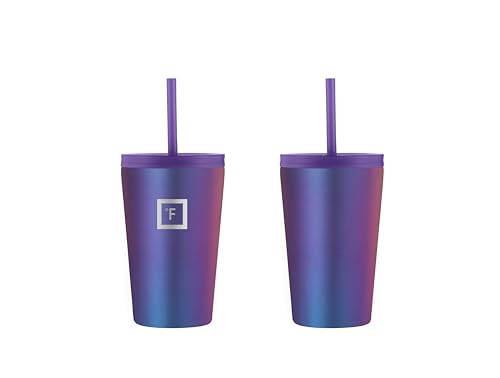 IRON °FLASK Classic Tumbler - Vacuum Insulated Stainless Steel Water Bottle, Double Walled, Drinking Cup, Insulated Travel Mug (Cotton Candy, 24 oz Solid Lid)