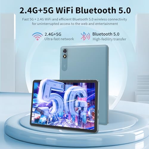 Android 15 Tablet with Keyboard, 26GB+256GB(2TB Expand), 10.1 Inch Tablet 8000 mAh Battery, BT 5.0, 5G WiFi, Widevine L1, Dual Camera, 2 in 1 Tab with Mouse, Case, Stylus(Black)