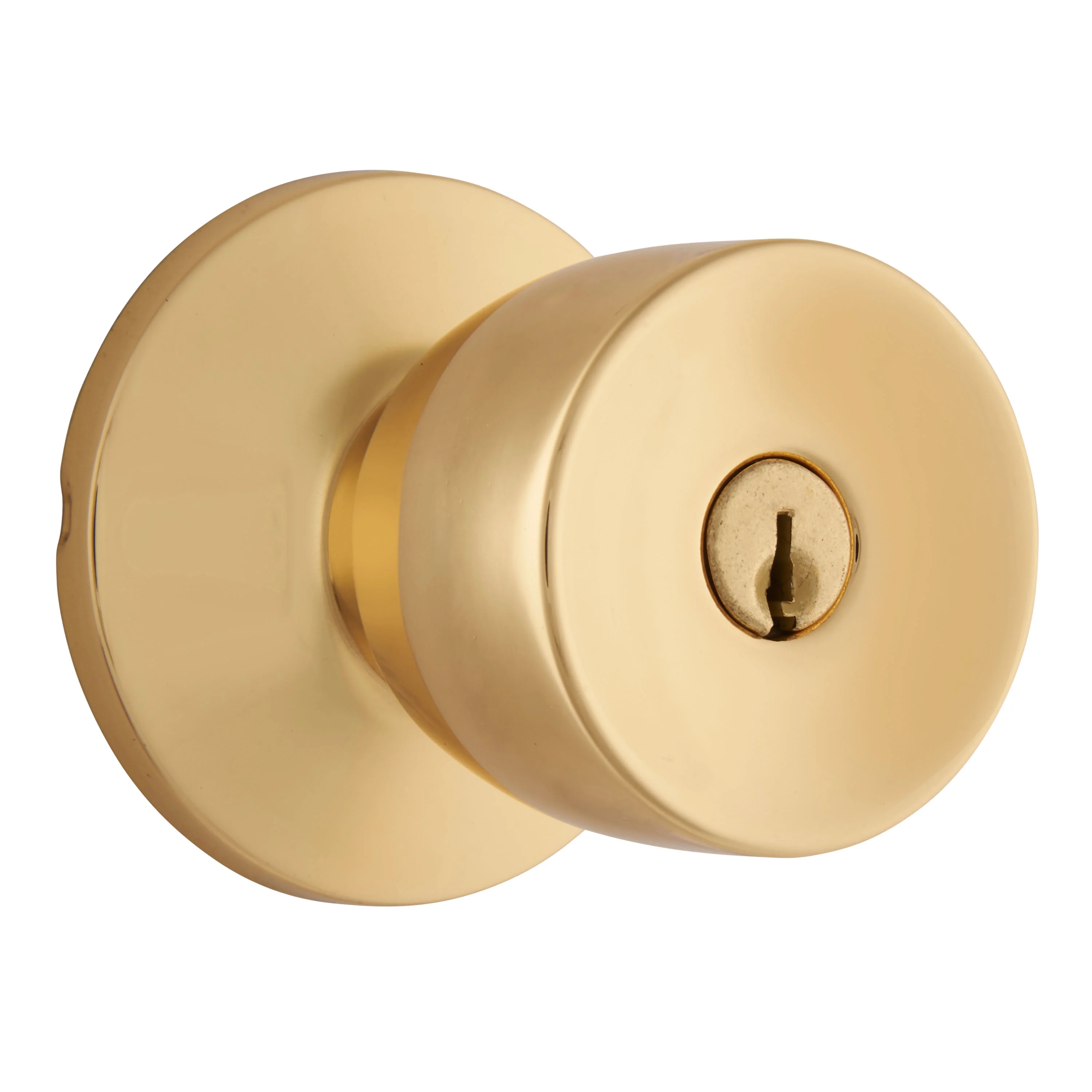 Brinks, Keyed Entry Doorknob, Tulip Style, Polished Brass Finish, Twin Pack