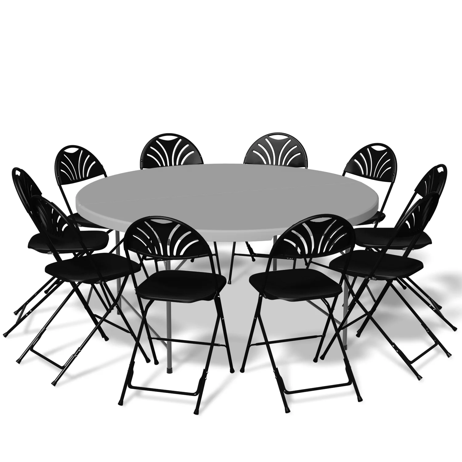 MoNiBloom 11 Pieces 5 Ft Plastic Folding Table Set with 10 Black Folding Chairs for Picnic, Event, Training, Outdoor Activities