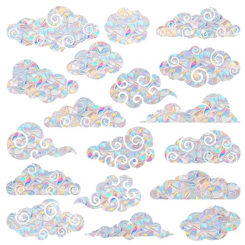 36PCS Snowflake Window Stickers Anti Collision Decals to Save Birds - Non Adhesive Prismatic Vinyl Rainbow Stickers
