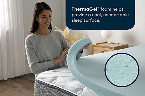 Serta ThermaGel Cooling, Pressure-Relieving Memory Foam Mattress Topper, 3 Inch, Queen,Blue