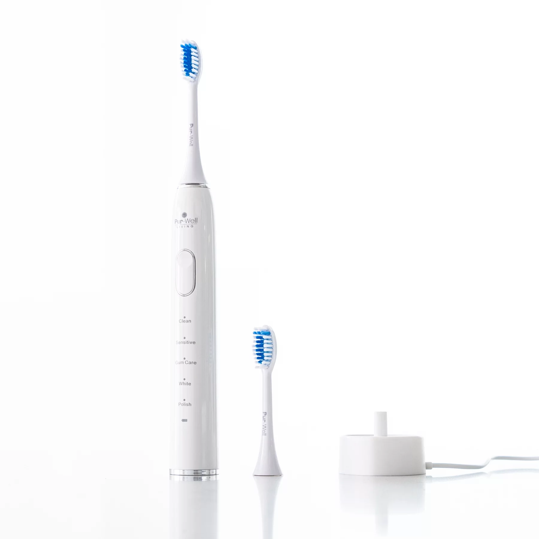 Pur-Well Living Pur-Hydro Clean Tooth Brush Dupont Brush Heads Electric USB Charging Toothbrush Waterproof (White)