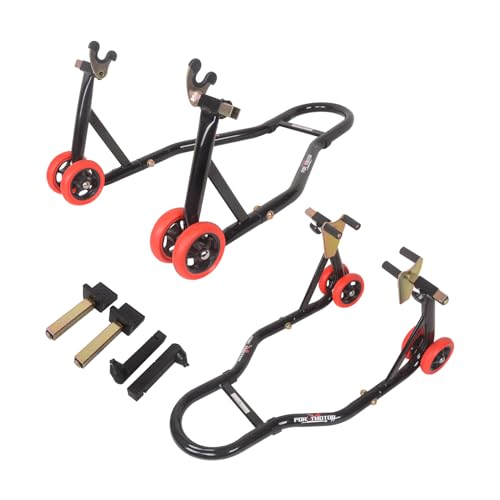 Motorcycle Stands Front Rear, 850lbs Front and Rear Combo Stand Lift with 4 Types of Adapters, Universal Motorcycle Paddock Stands Wheel Lift Stands for Parking, Maintenance, Cleaning