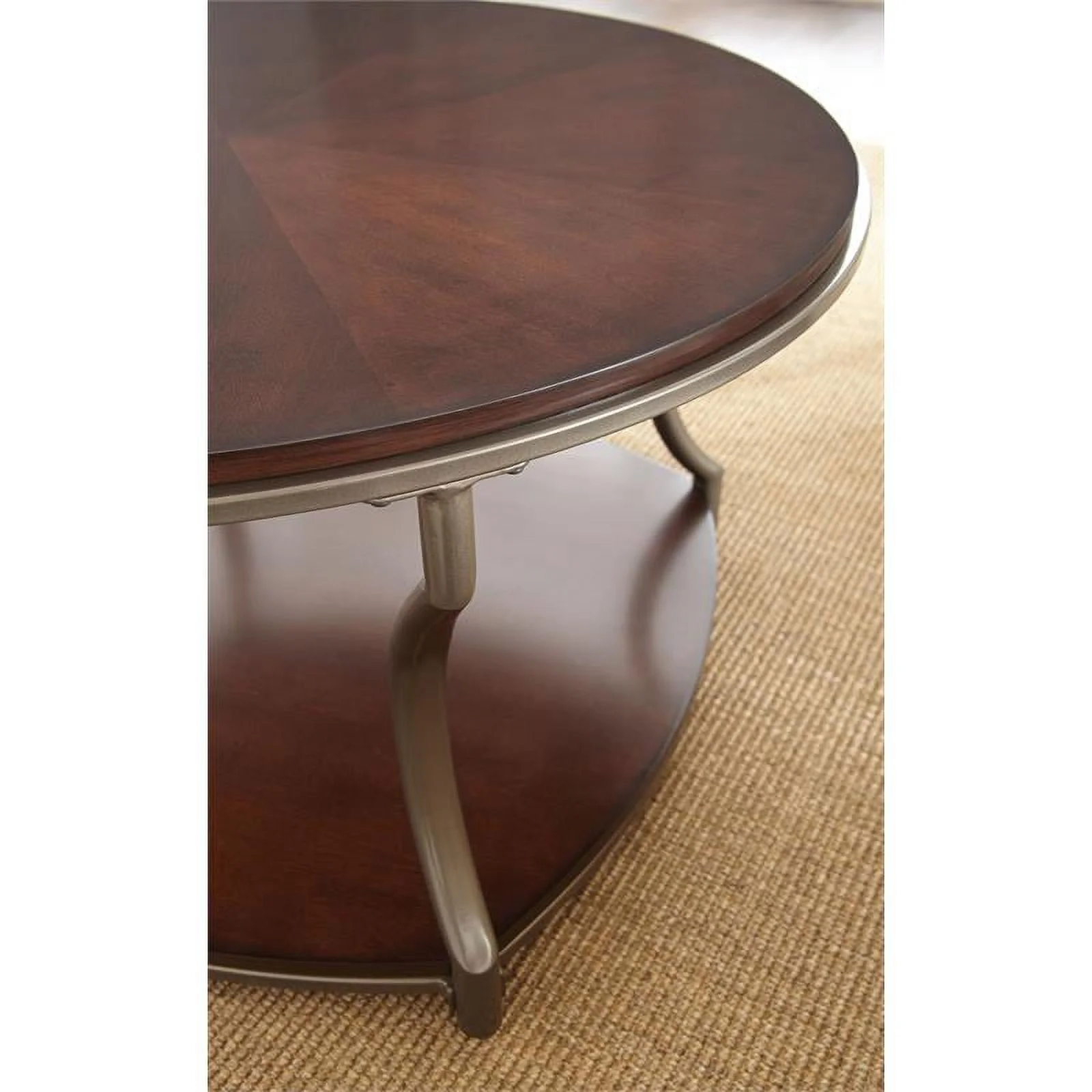 Steve Silver Co. Miles Merlot Round Wood/Metal Cocktail Table in Cherry