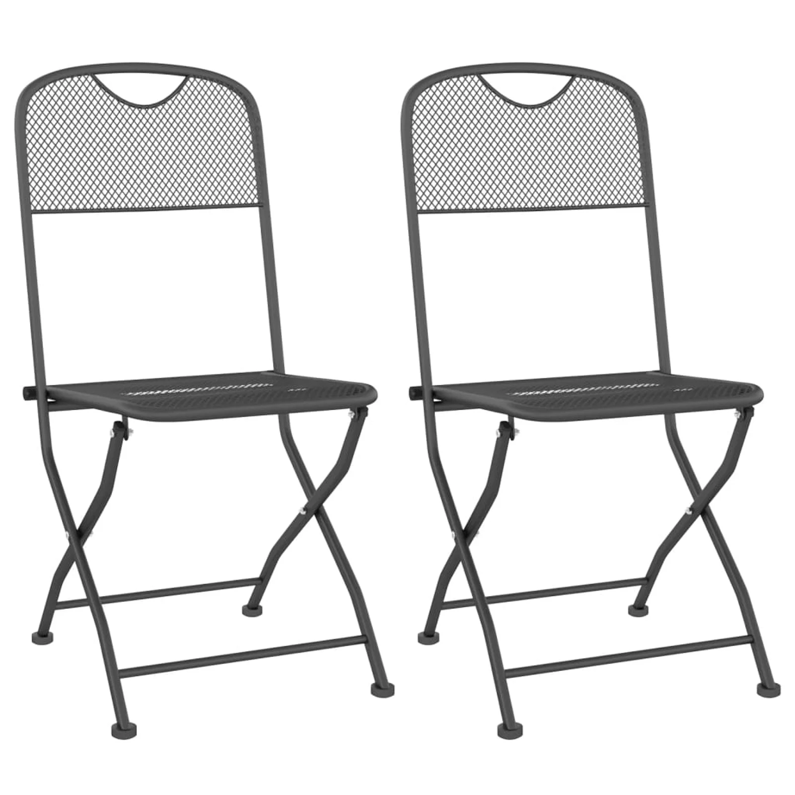 Aibecy Folding Patio Chairs 2 pcs Expanded Metal Mesh Anthracite