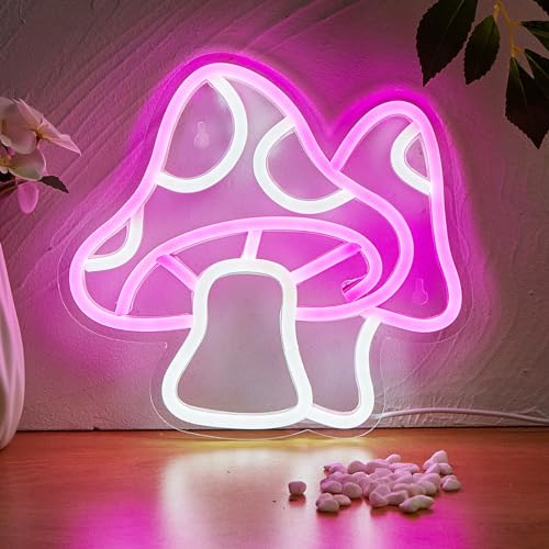 Mushroom LED Neon Sign, Cute Neon Signs For Wall Decor, Neon Lights Sign Powered By 5V USB,Used For Party, Wedding, Birthday, Bedroom, Living Room, Office, Boys Girls Room