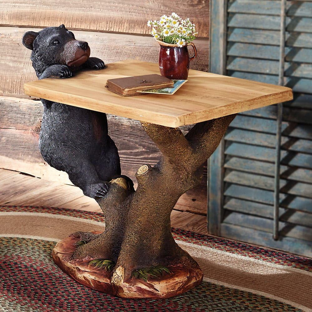 -  Bear Climing Accent Table For Home, Cabin, Lodge, Living Room - Vintage Rustic Furniture - 27 X 26 X 16