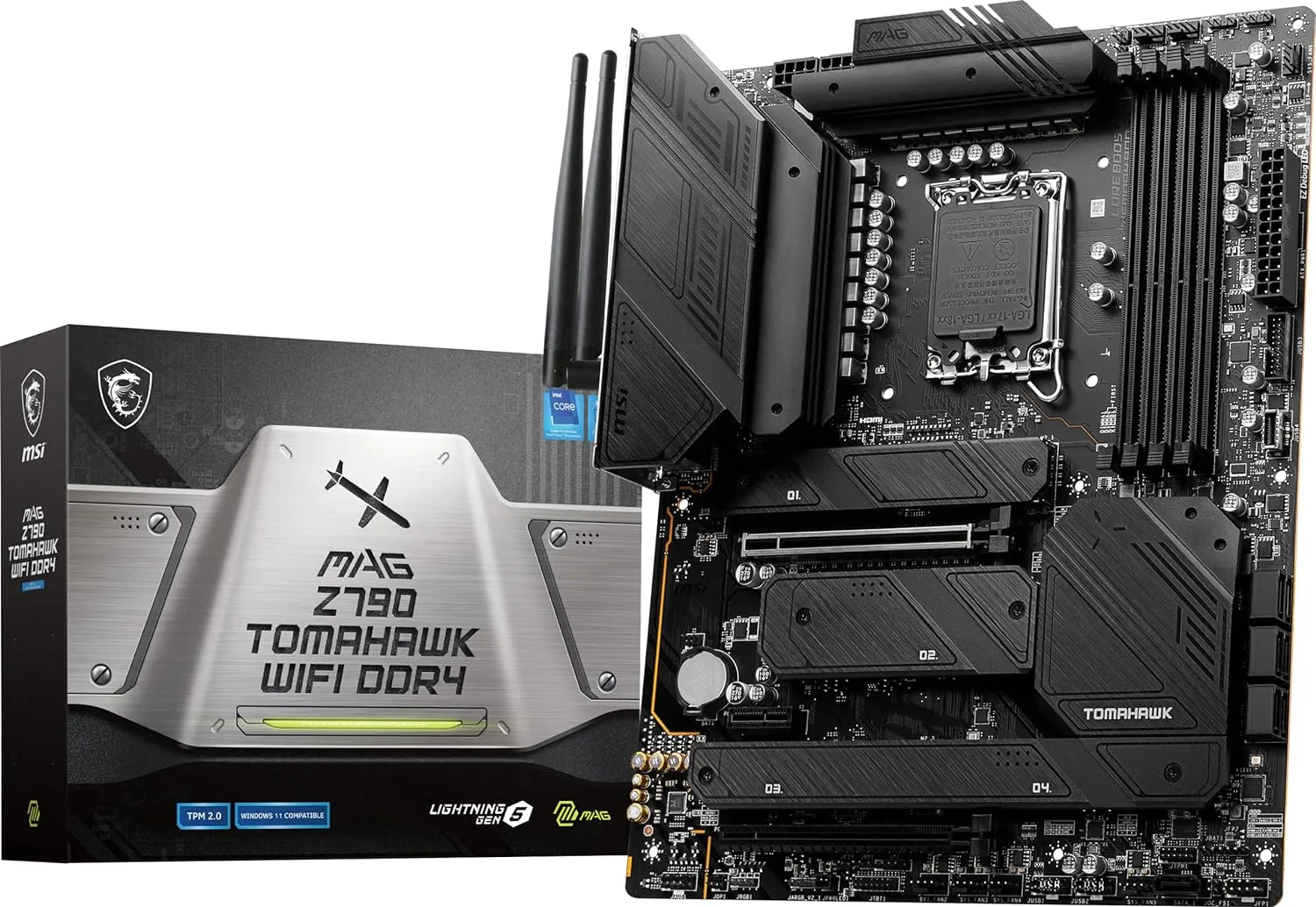 Used MSI MAG Z790 Tomahawk WiFi DDR4 Computer Gaming Motherboard (Supports 12th/13th Gen Intel Processors, LGA 1700, DDR4, PCIe 5.0, M.2, LAN, USB 3.2, Wi-Fi 6E, ATX) Intel PC Motherboards