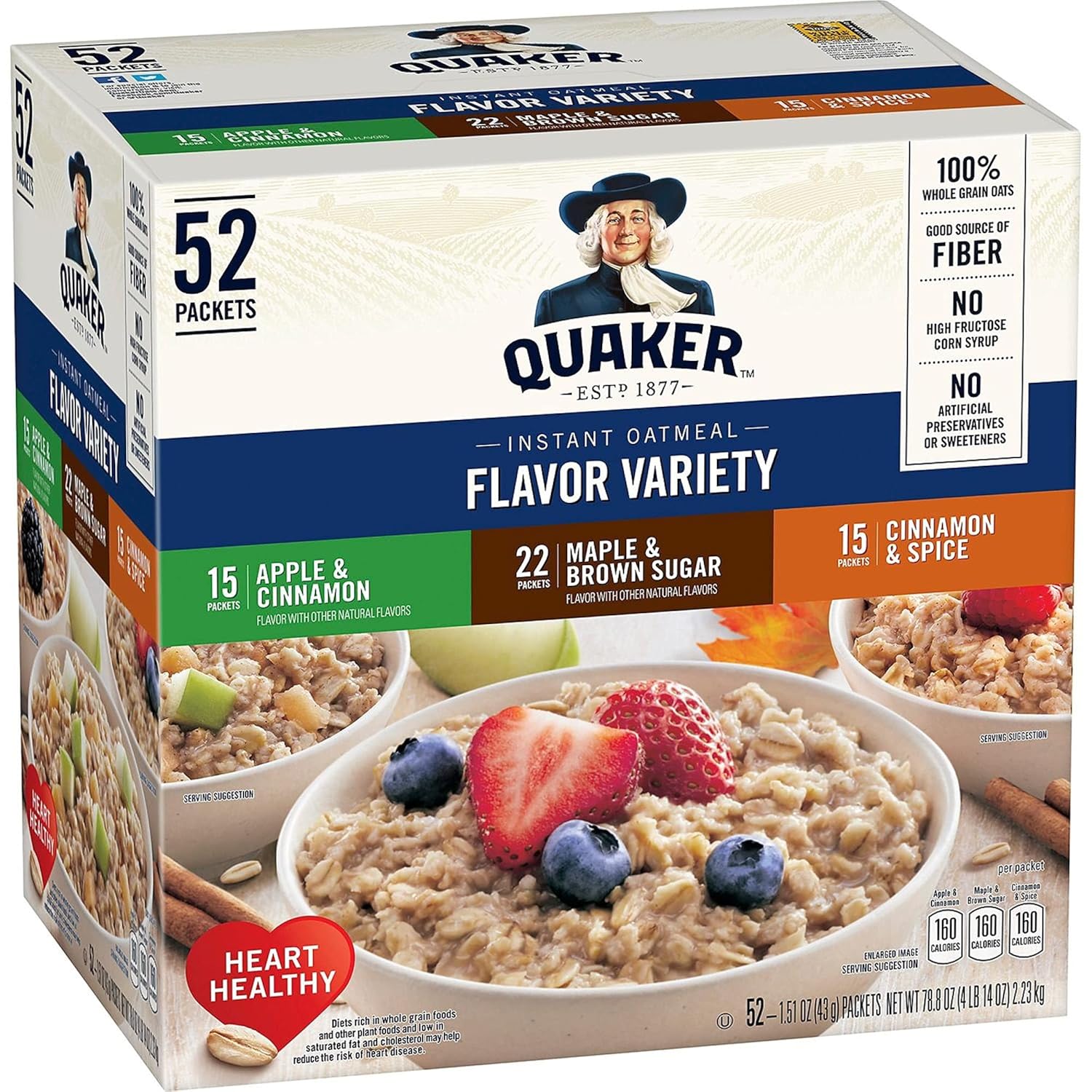 Quaker Instant Oatmeal Variety Pack (52 Ct.) Wholesale, Cheap, Discount, Bulk (1 - Pack)