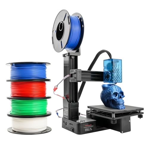 Mini 3D Printer for Beginners with 4 Colors PLA Filament, Portable FDM DIY 3D Printing Machine with TF Card Reader, Easy Setup, 0.4mm Nozzle, 1.75mm Filament, 100x100x100mm Print Size