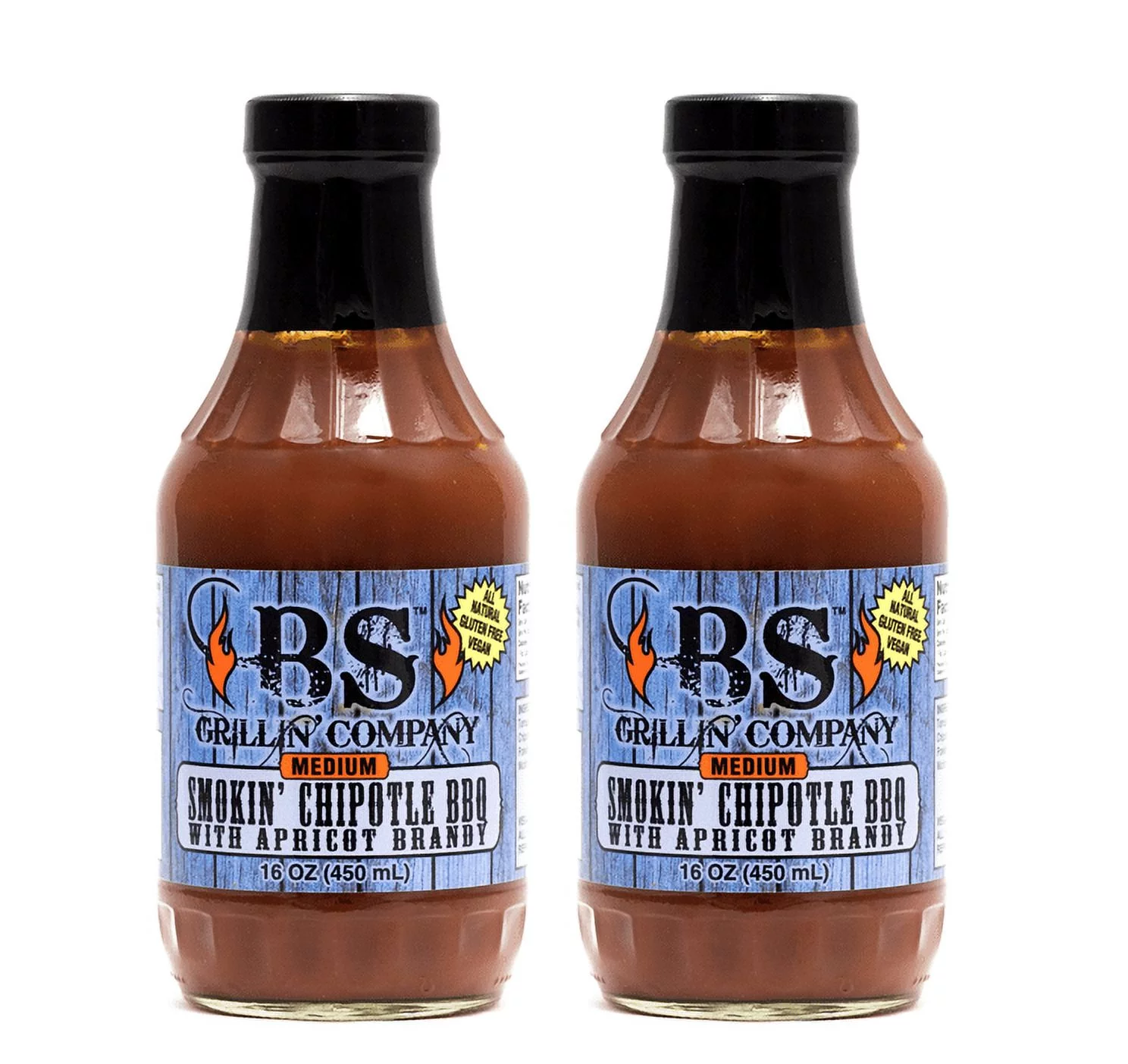BS Grillin' Company 2 PK Smokin' Chipotle BBQ Sauce with Apricot Brandy