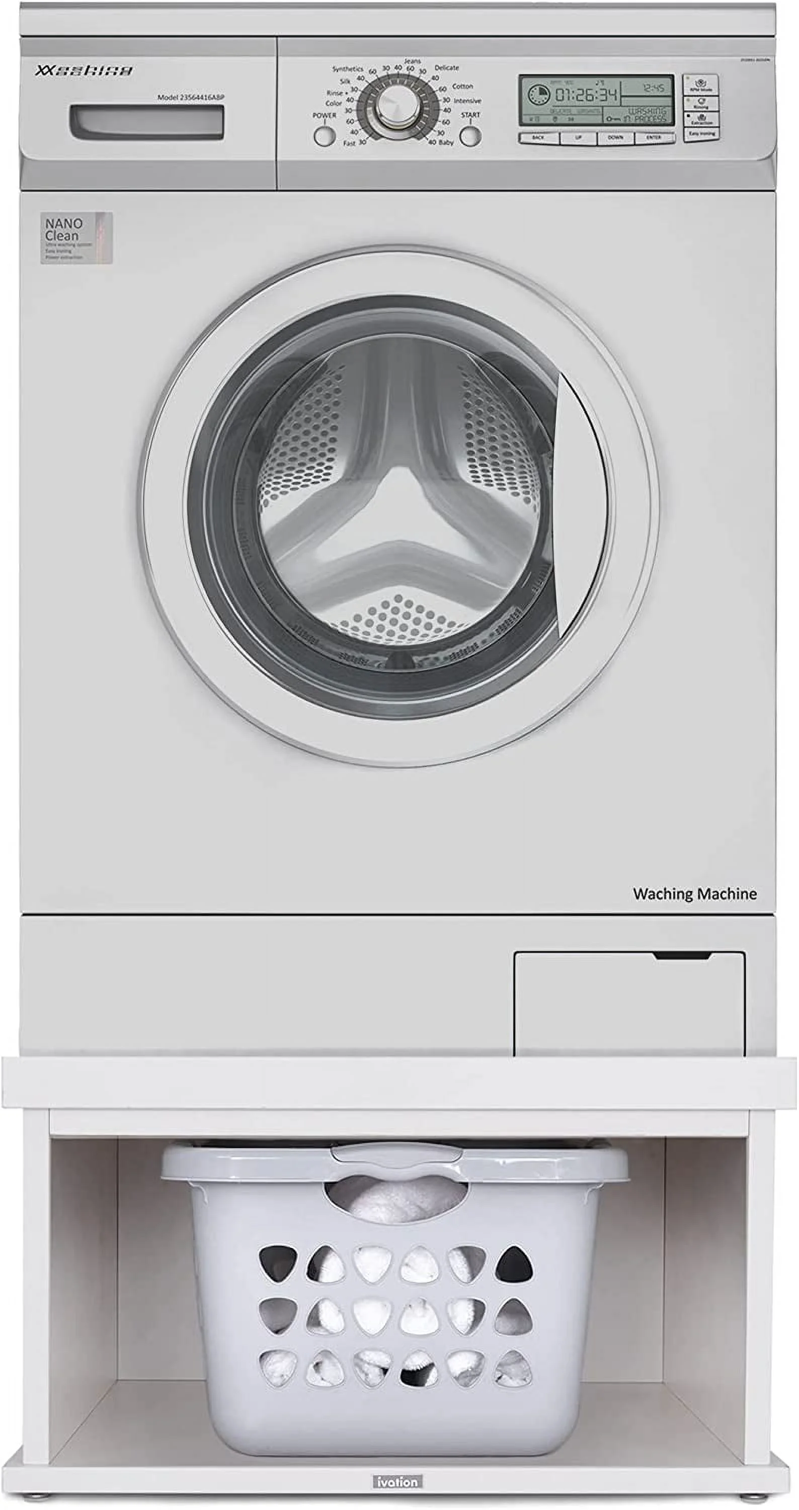 Ivation Wooden Laundry Pedestal for Washer & Dryer, Made to Fit All Machines