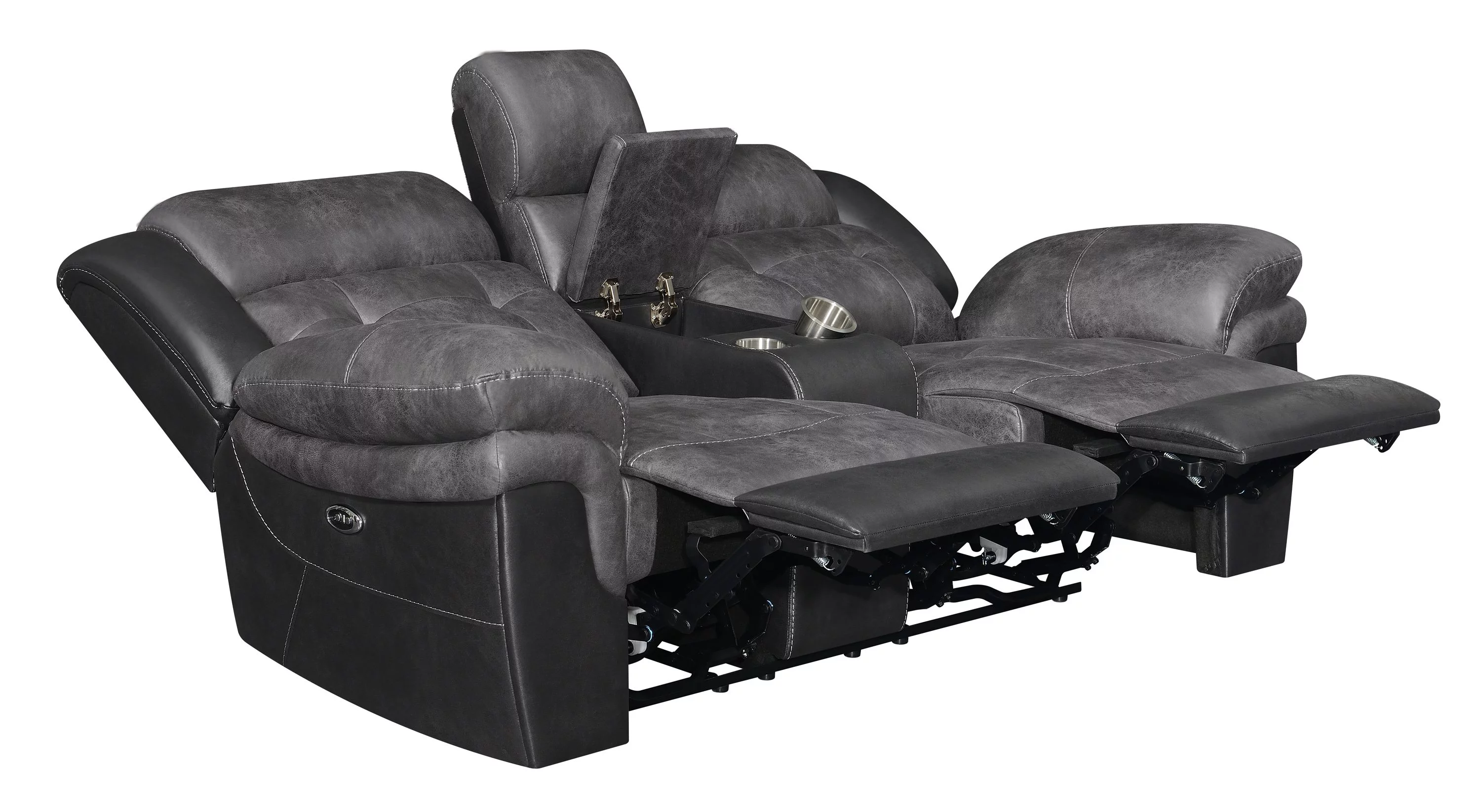 Saybrook Tufted Cushion Power Loveseat Charcoal and Black