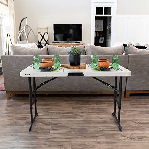 LIFETIME 80387 4-Foot Commercial Adjustable Folding Table, Almond