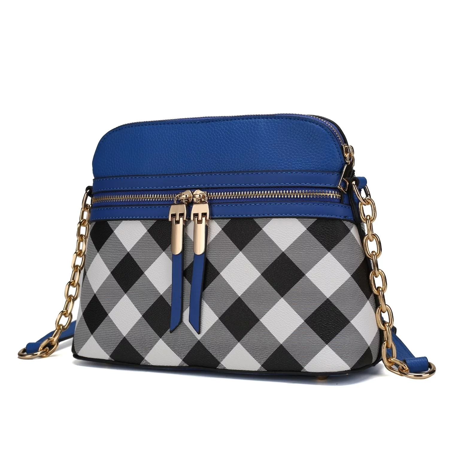 MKF Collection Suki Checkered Vegan Leather Women's Crossbody Handbag by Mia K. - Navy