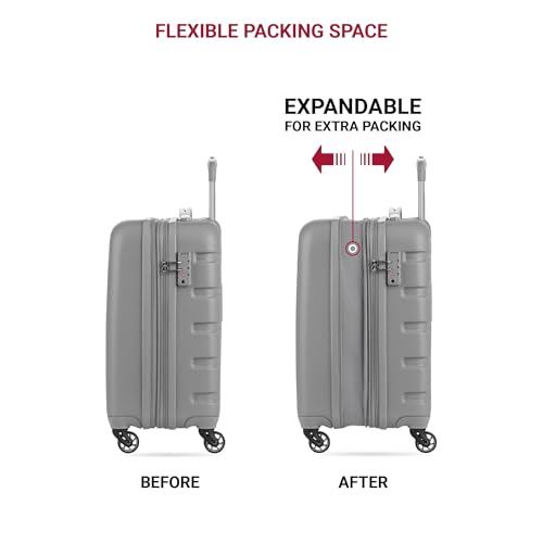 SwissGear 7366 Hardside Expandable Luggage with Spinner Wheels, White, Carry-On 19-Inch