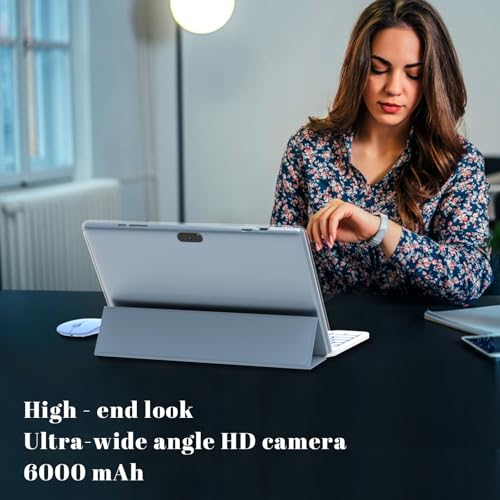 Tablet 2 in 1 Tablets 10 inch Android 14 Tablet Set with Keyboard Case Mouse Stylus Film, 8GB+64GB Tablets 10.1
