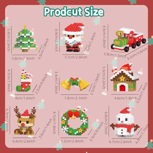 8 Pack Mini Christmas Building Blocks Toys, Classroom Prizes Birthday Gifts, Christmas Stocking Stuffers for Kids Boys Girls Age 6-12+