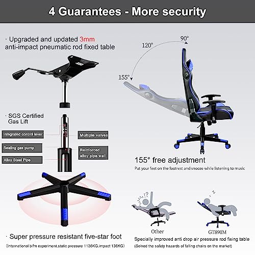 GTRACING Gaming Chair with Speakers Bluetooth Music Video Game Chair Audio Ergonomic Design Heavy Duty Office Computer Desk Chair (Black)