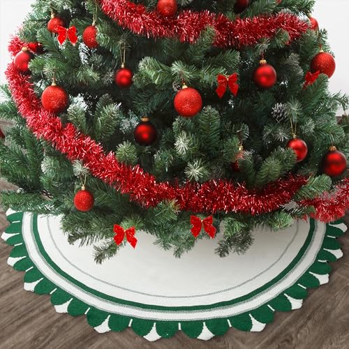 Mr. Pen- Christmas Tree Skirt 48 inches, Knitted Christmas Skirt Tree, Xmas Tree Skirt