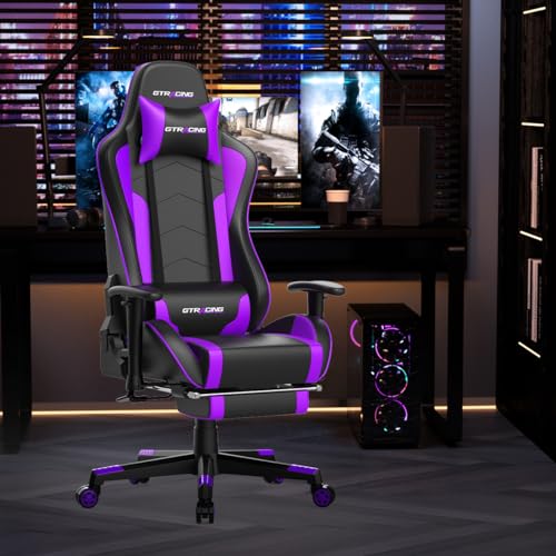 GTRACING Gaming Chair with Footrest Speakers Video Game Chair Bluetooth Music Heavy Duty Ergonomic Computer Office Desk Chair