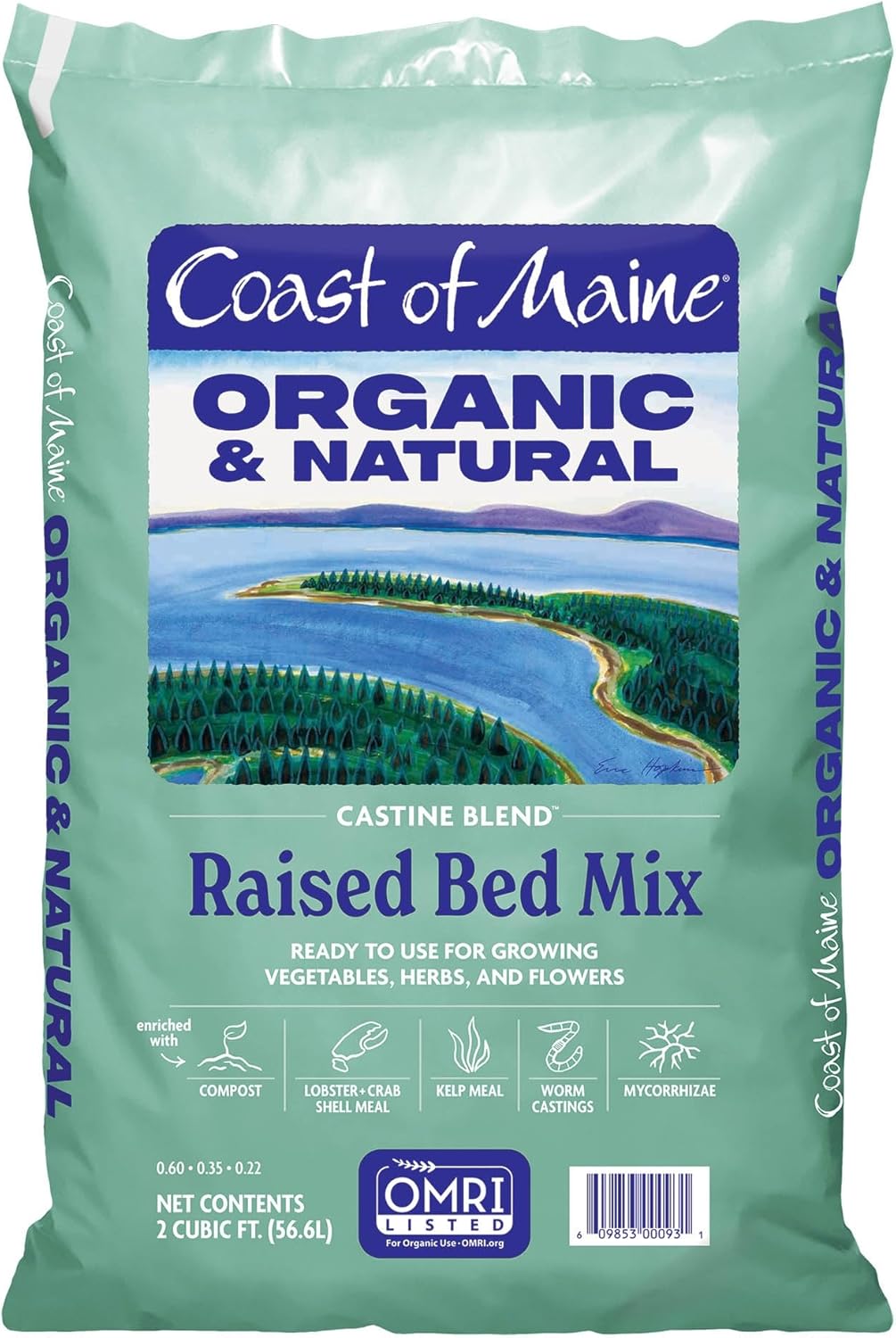 Coast of Maine Castine Blend (2 cu ft) Organic & Natural Raised Bed Mix, RTU for Growing Vegetables, Herbs & Flowers
